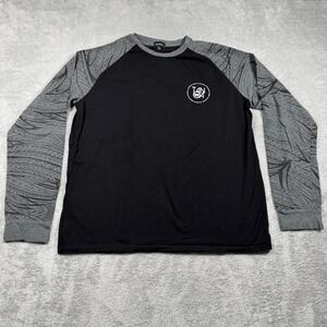 Tanoa Shirt Mens XL Black Gray Tribal Raglan Long Sleeve Crewneck Casual